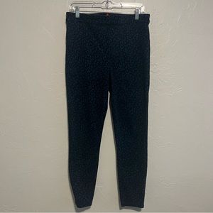 Womens Spanx Denim Jean-Ish Ankle Leggings Blue Leopard Print Size L